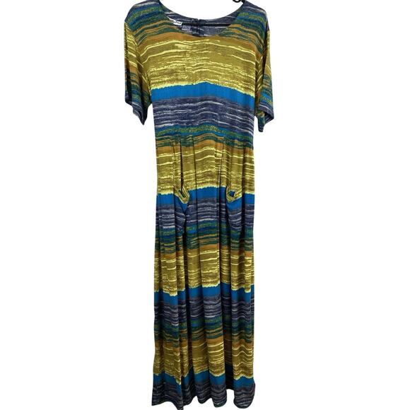 Pretty Pink Dresses & Skirts - Vintage Pretty Pink Sz L Vibrant Colorful Rayon Back Button Front Pockets Maxi